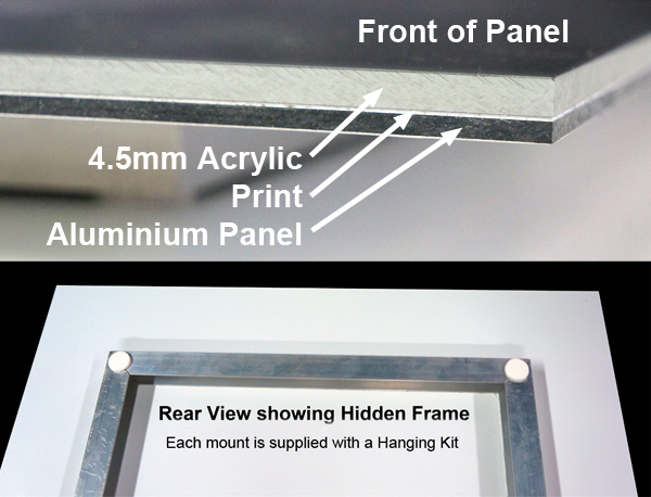Floating acrylic print reverse with aluminium sub-frame